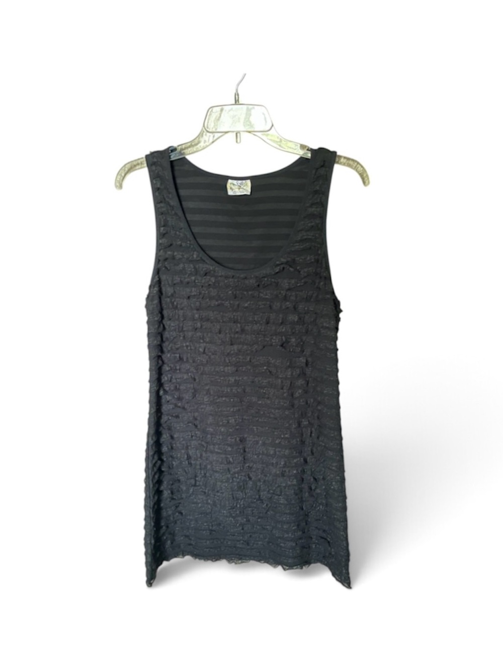 Free People Patras Ruffle Tiered Tank Mini Dress in Black Size Medium